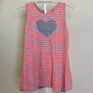 Soft gray and fluorescent orange striped Tee